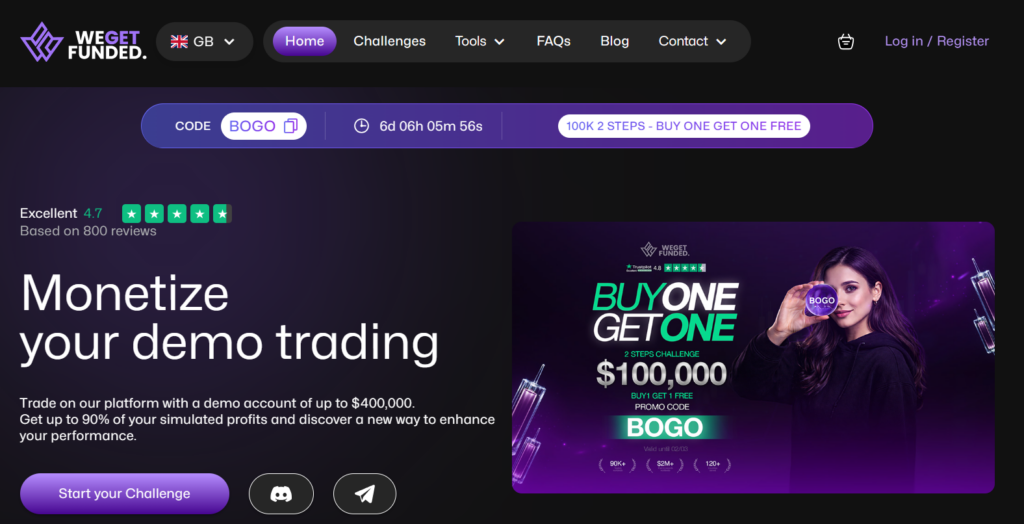 WeGetFunded - Firm Review 2 JoinProp Rapid evaluation process for traders Flexible scaling with profit targets Competitive profit splits up to 90% No time limits on challenges Multiple account sizes available now