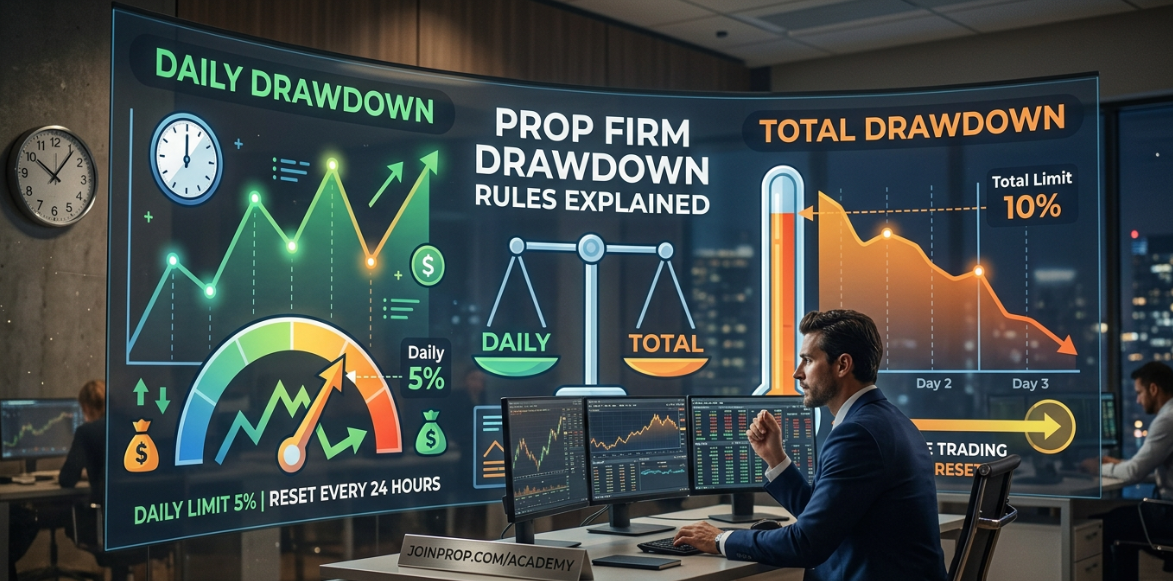 JoinProp Proprietary trading firms offer aspiring traders the opportunity to manage substantial capital, but this comes with stringent risk management rules, primarily focused on drawdown limits. Understanding these rules is crucial, as they dictate how much loss you can incur before your funded account or challenge is terminated. This guide will clarify the critical distinctions between maximum daily drawdown and maximum total drawdown, two concepts often misunderstood by retail traders. Misinterpreting these rules is the primary reason many traders fail challenges, with only 5-10% typically passing evaluations.