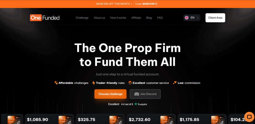 One Funded 2 JoinProp Rapid evaluation with flexible scaling Keep profits up to 90% No time limits on challenges Trade multiple asset classes available Industry-leading payout structure and support