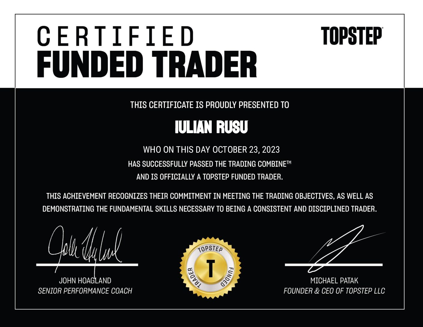 Funded Trader Certificate