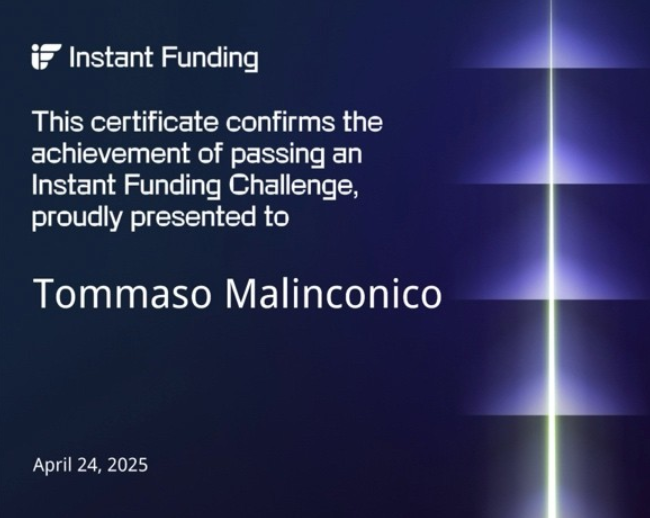 One Prop Trader a Day - Meet Tommaso Malinconico: Italian Forex Trader, Multiple Failures, Funded After Faith and Discipline 4 Tommaso Malinconico funded certificate