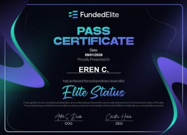 One Prop Trader a Day - Meet Eren Çavuş: You Make Money in 50 Trades, Not One 5 Eren Cavus Funded Elite certificate