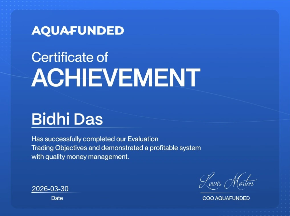 One Prop Trader a Day - Meet Bidhi Das: Passing the Challenge Was Never the Goal 3 Bidhi Das funded certificate