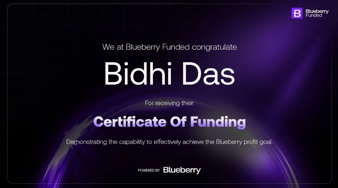 One Prop Trader a Day - Meet Bidhi Das: Passing the Challenge Was Never the Goal 4 Bidhi Das funded certificate