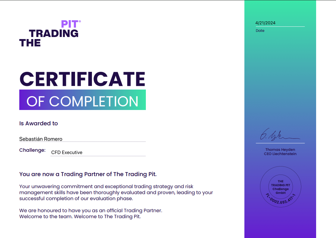 Sebastian Romero funded certificate