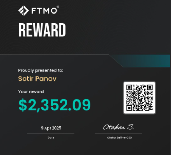 Sotir Panov FTMO reward payout