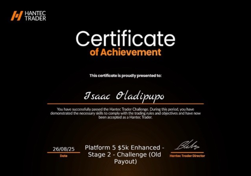 Isaac Oladipupo certificate