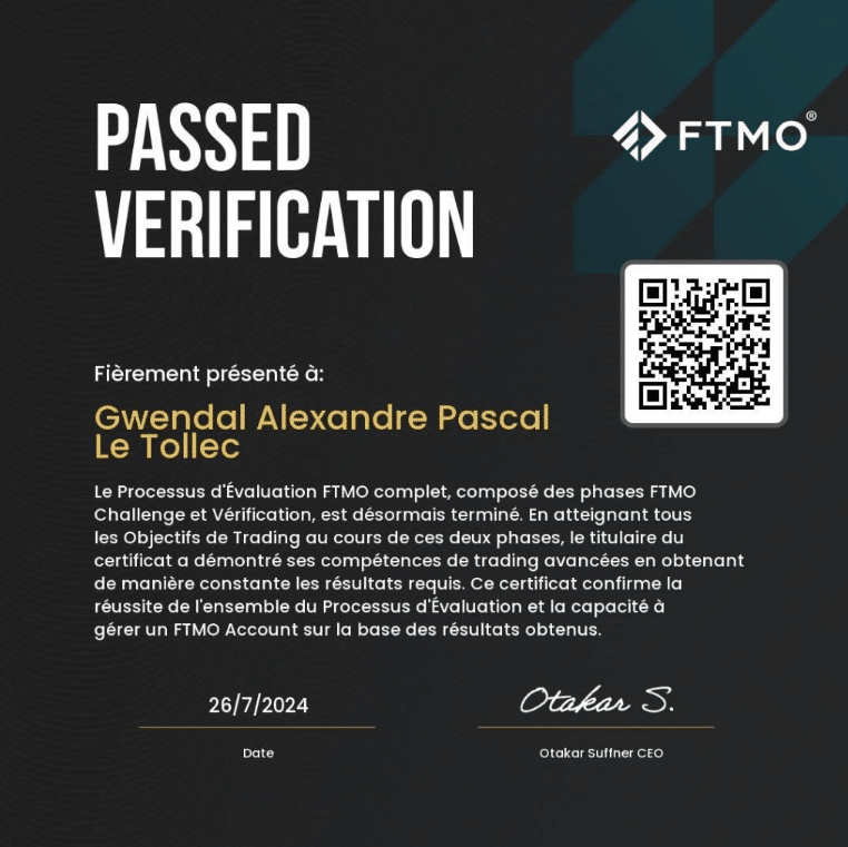 About Gwendal Le Tollec FTMO certification / payout proof
