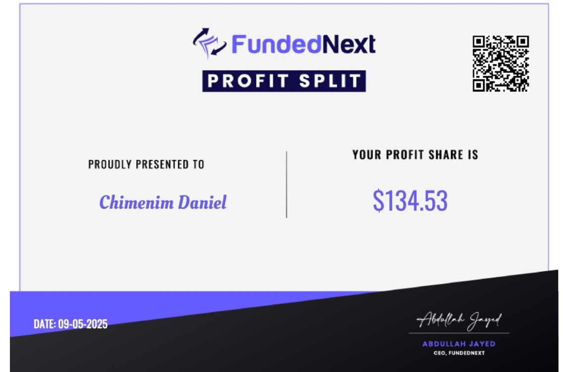 Chimenim Andrew Daniel FundedNext certificate