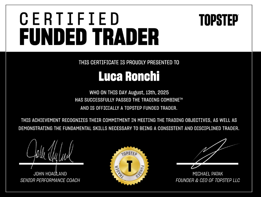 Luca Ronchi funded trader certificate