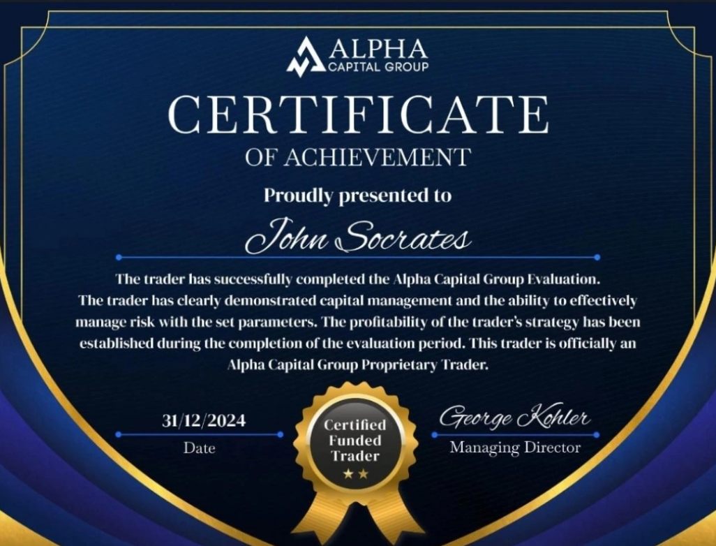 Johnsocrates Kimathi prop firm funded certificate