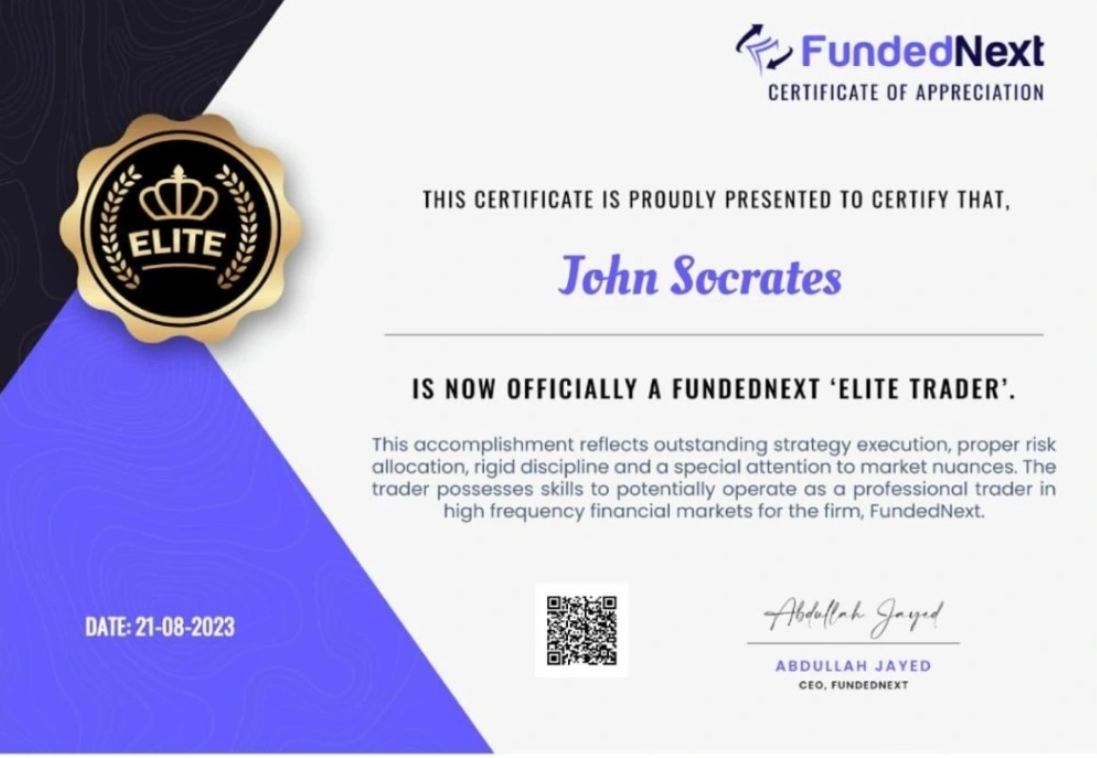 Johnsocrates Kimathi prop firm funded certificate