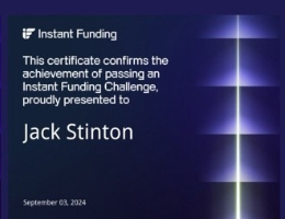 One Prop Trader a Day - Jack Stinton: One Market, One Strategy 5 Jack Stinton Instant Funding payout certificate
