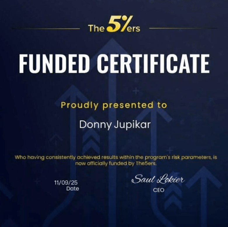 One Prop Trader a Day - Donny Jupikar: Trading Is Simple 6 Donny Jupikar funded account certificate