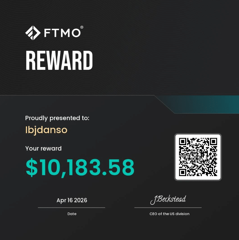 One Prop Trader a Day - Ibrahima Danso: Making Money Is One Skill, Keeping It Is Another 8 Ibrahima Danso FTMO reward certificate $10,183