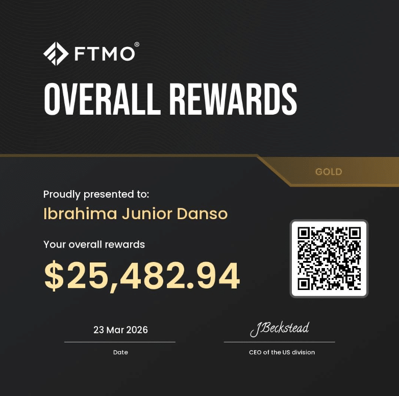 One Prop Trader a Day - Ibrahima Danso: Making Money Is One Skill, Keeping It Is Another 6 Ibrahima Danso FTMO reward certificate $25,482