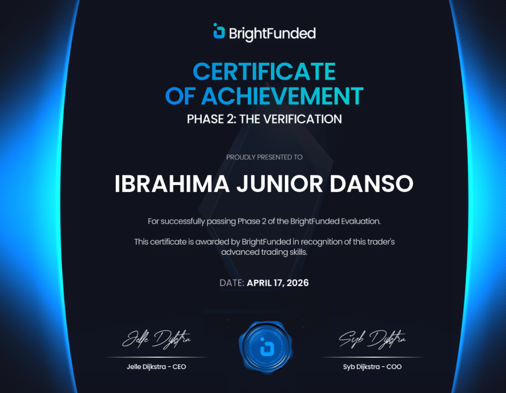 One Prop Trader a Day - Ibrahima Danso: Making Money Is One Skill, Keeping It Is Another 4 Ibrahima Danso BrightFunded Phase 2 certificate