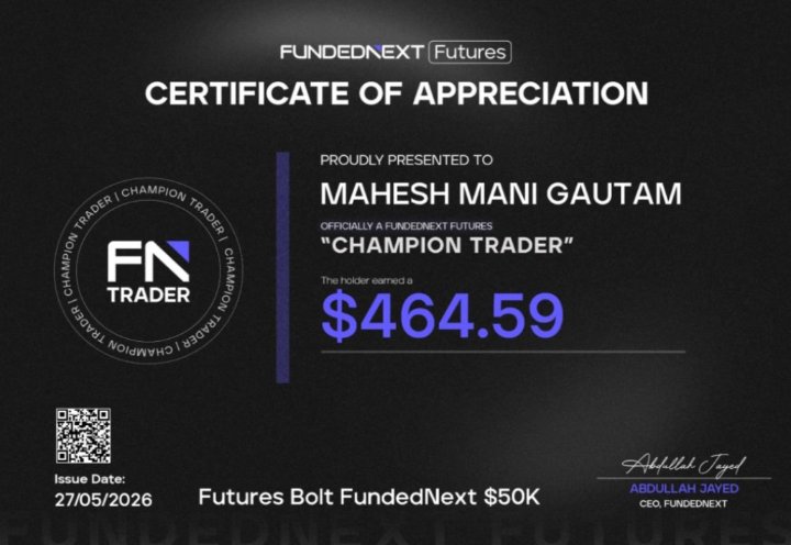 Mahesh Gautam FundedNext payout certificate
