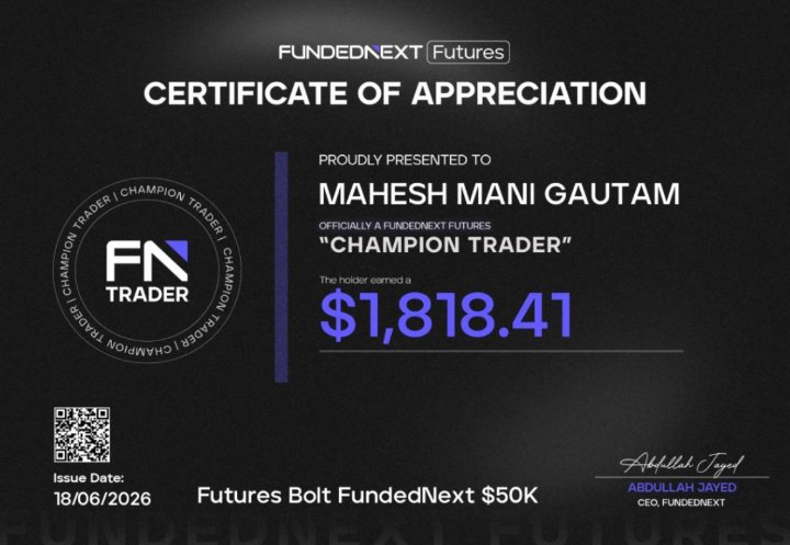 Mahesh Gautam FundedNext payout certificate