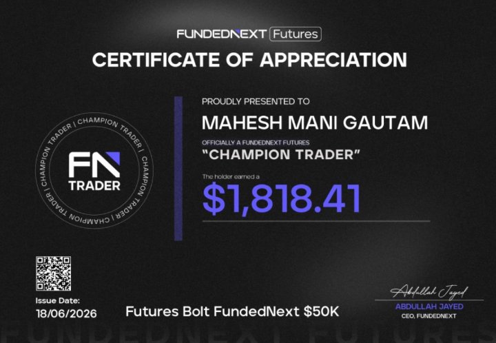Mahesh Gautam FundedNext payout certificate