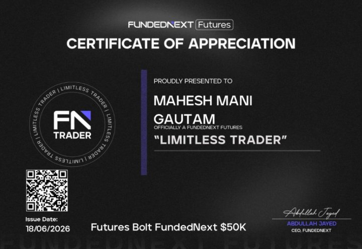 Mahesh Gautam FundedNext payout certificate