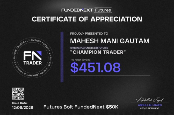 Mahesh Gautam FundedNext payout certificate