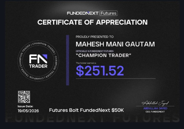 Mahesh Gautam FundedNext payout certificate