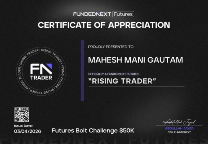 Mahesh Gautam FundedNext payout certificate