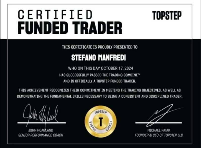 About Stefano Manfredi Topstep certification / payout proof