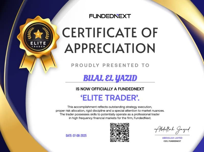 Bilal El Yazid certificate of appreciation