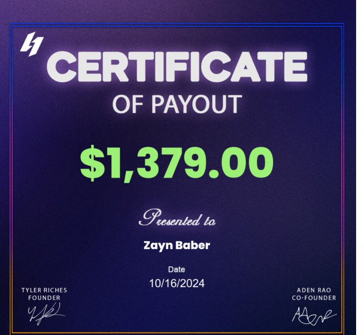 Zayn Baber prop firm funded certificate