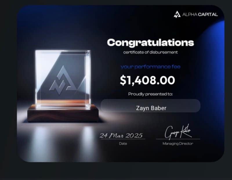 Zayn Baber prop firm funded certificate