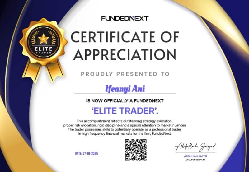 Is FundedNext Legit? Real Funded Trader Experiences 10 Ifeanyi FundedNext certification / payout proof
