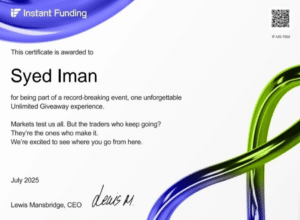 Syed Iman Instant Funding certificate