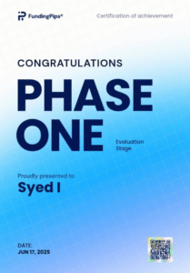 Syed Iman FundingPips phase one evaluation certificate