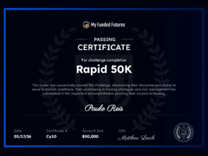 Paulo Reis My Funded Futures Rapid 50K passing certificate