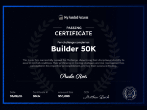 Paulo Reis My Funded Futures Builder 50K passing certificate