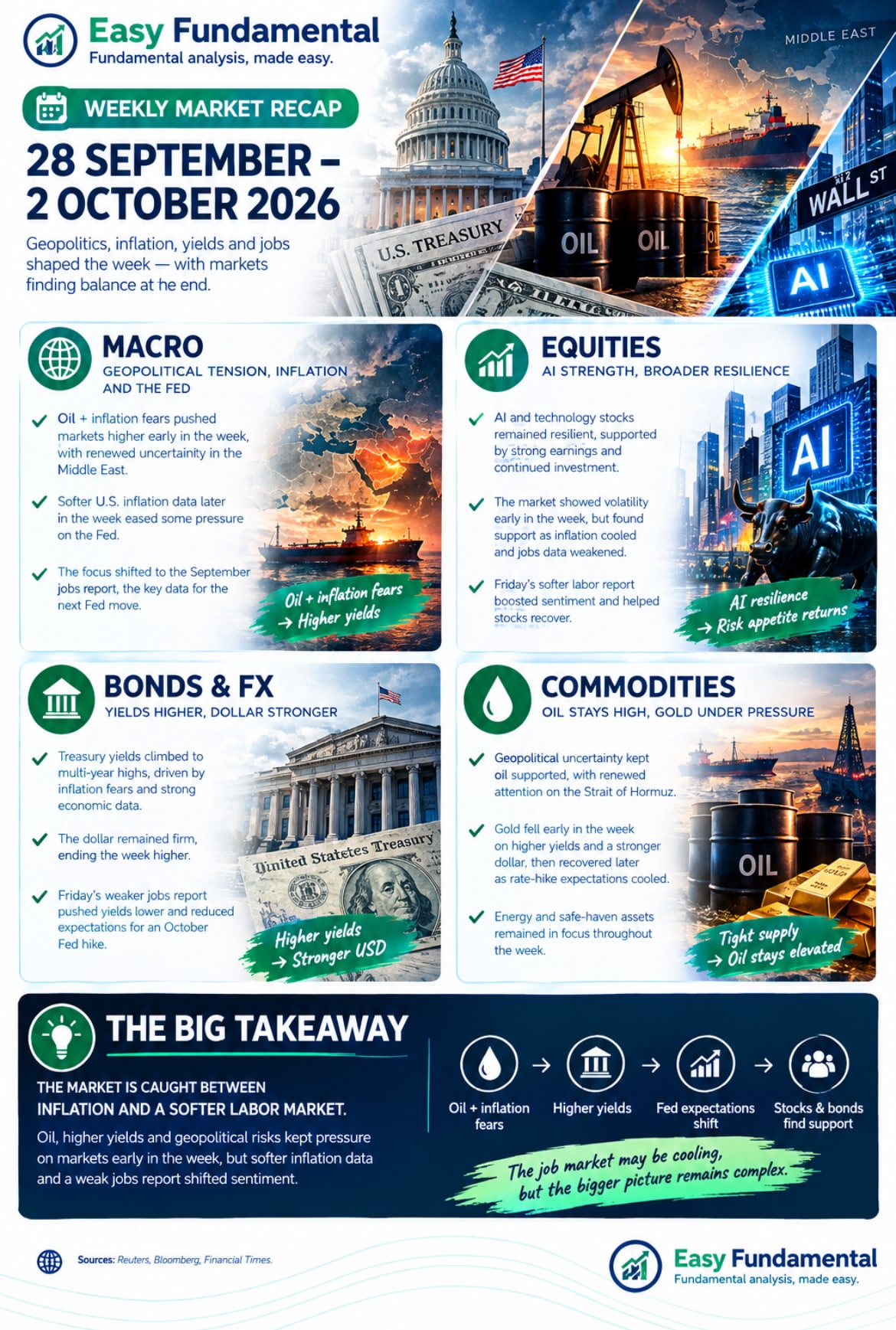 JoinProp Oil, inflation and rising Treasury yields dominated the week, until Friday’s weaker jobs report eased rate-hike expectations.