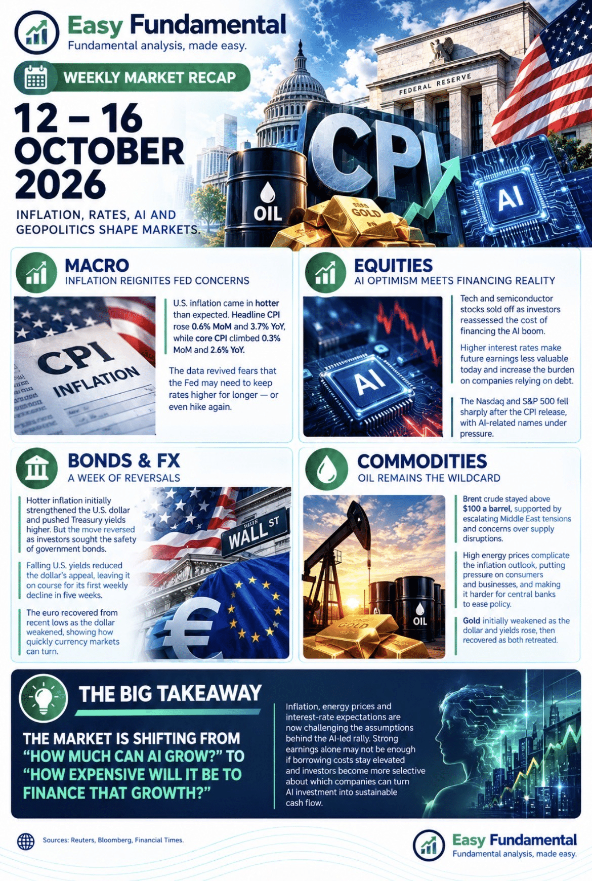 Weekly Market Recap, 12 to 16 October 2026, by Easy Fundamental: macro, equities, bonds and FX, commodities and the big takeaway